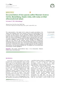 Documentation of Tree Species Within Mizoram Science Centre, Berawtlang, Aizawl, India, with Notes on Their Ethnomedicinal Values