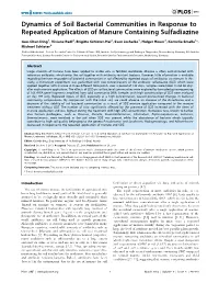 Dynamics of Soil Bacterial Communities in Response to Repeated Application of Manure Containing Sulfadiazine