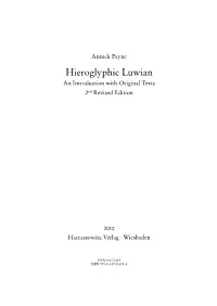 Hieroglyphic Luwian. an Introduction with Original Texts