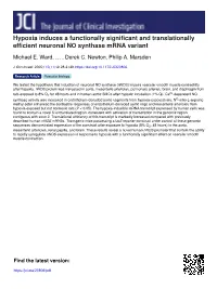 Hypoxia Induces a Functionally Significant and Translationally Efficient Neuronal NO Synthase Mrna Variant