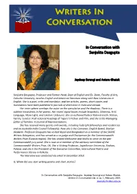 In Conversation with Sanjukta Dasgupta