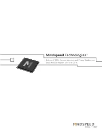 Mindspeed Technologies™ &gt;