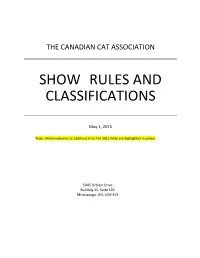 Show Rules and Classifications