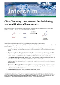 Click Chemistry: New Protocol for the Labeling and Modification of Biomolecules