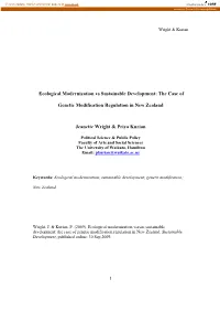 Ecological Modernization Vs Sustainable Development: the Case Of