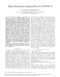 High Performance Squeezenext for CIFAR-10
