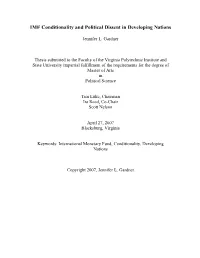 IMF Conditionality and Political Dissent in Developing Nations