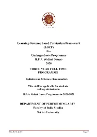 Odissi Dance) 2020 THREE YEAR FULL TIME PROGRAMME