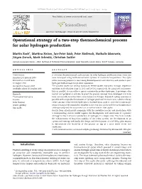 Operational Strategy of a Two-Step Thermochemical Process for Solar Hydrogen Production