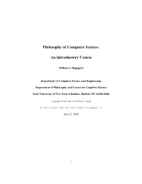Philosophy of Computer Science: an Introductory Course