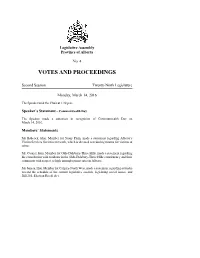 Votes and Proceedings