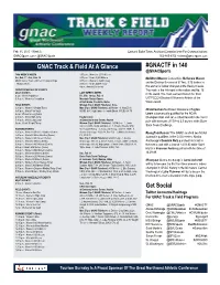 GNAC Track & Field at a Glance Get Social #GNACTF In