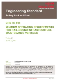 Minimum Operating Requirements for Rail-Bound Infrastructure Maintenance Vehicles