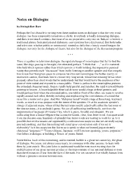 Notes on Dialogue, St. John's College