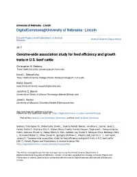 Genome-Wide Association Study for Feed Efficiency and Growth Traits in U.S