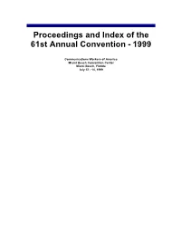 Proceedings and Index of the 61St Annual Convention - 1999