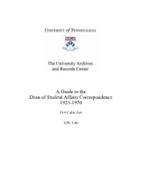 Guide, Dean of Student Affairs Correspondence (UPE 5.40)