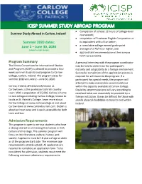 Icisp Summer Study Abroad Program