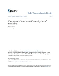 Chromosome Numbers in Certain Species of Helianthus Florence Geisler Butler University