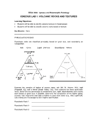 Igneous Lab 1: Volcanic Rocks and Textures