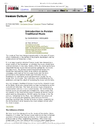 Introduction to Persian Traditional Music