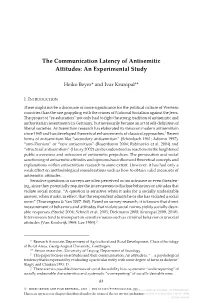 The Communication Latency of Antisemitic Attitudes: an Experimental Study