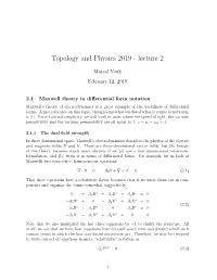 Topology and Physics 2019 - Lecture 2