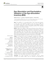 Validation of the Ego-Dissolution Inventory (EDI)