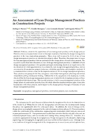 An Assessment of Lean Design Management Practices in Construction Projects