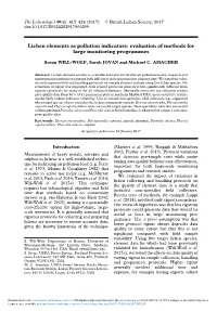 Lichen Elements As Pollution Indicators: Evaluation of Methods for Large Monitoring Programmes