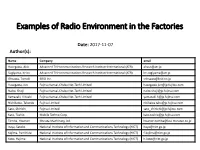 Radio Environment in Factories