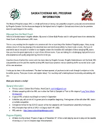 Saskatchewan Nrl Program Information