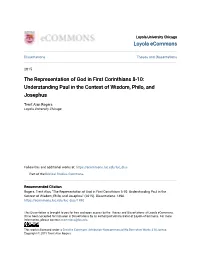 The Representation of God in First Corinthians 8-10: Understanding Paul in the Context of Wisdom, Philo, and Josephus