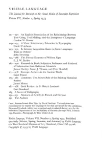 VISIBLE LANGUAGE the J Ournal for Research on the Visual Media of Language Expression