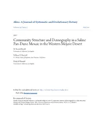 Community Structure and Demography in a Saline Pan-Dune Mosaic in the Western Mojave Desert M