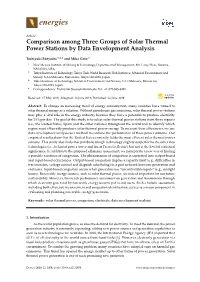 Comparison Among Three Groups of Solar Thermal Power Stations by Data Envelopment Analysis