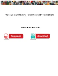 Firefox Quantum Remove Recommended by Pocket From