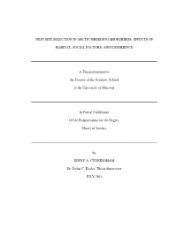 Nest Site Selection in Arctic-Breeding Shorebirds: Effects Of