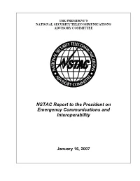 NSTAC Report to the President on Emergency Communications and Interoperability