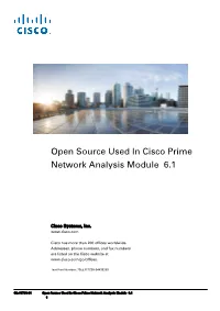 Open Source Used in Cisco Prime Network Analysis Module 6.1