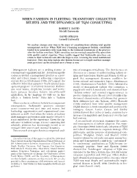 Transitory Collective Beliefs and the Dynamics of Tqm Consulting