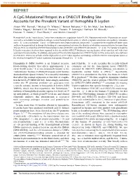 A Cpg Mutational Hotspot in a ONECUT Binding Site Accounts for the Prevalent Variant of Hemophilia B Leyden