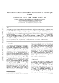 Activation Cross Sections of Proton Induced Nuclear Reactions on Palladium up to 80 Mev