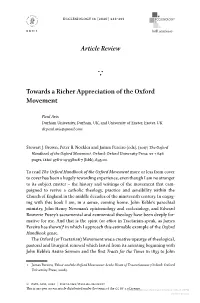 Article Review Towards a Richer Appreciation of the Oxford Movement