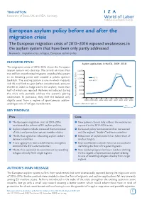 European Asylum Policy Before and After the Migration Crisis