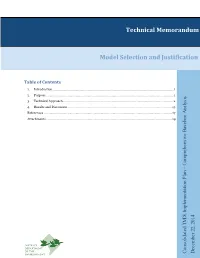 Model Selection and Justification Technical Memorandum