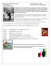 OLLI Berkeley: Lafayette Library Campus Leonard Cohen: Tower of Song Tuesdays, 1-3 P.M