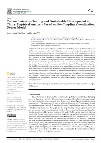 Carbon Emissions Trading and Sustainable Development in China: Empirical Analysis Based on the Coupling Coordination Degree Model