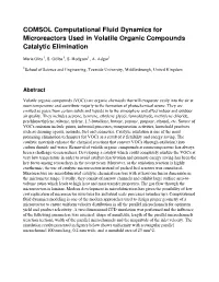 COMSOL Computational Fluid Dynamics for Microreactors Used in Volatile Organic Compounds Catalytic Elimination