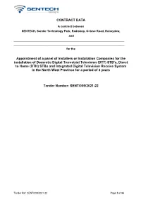 CONTRACT DATA Appointment of a Panel of Installers Or